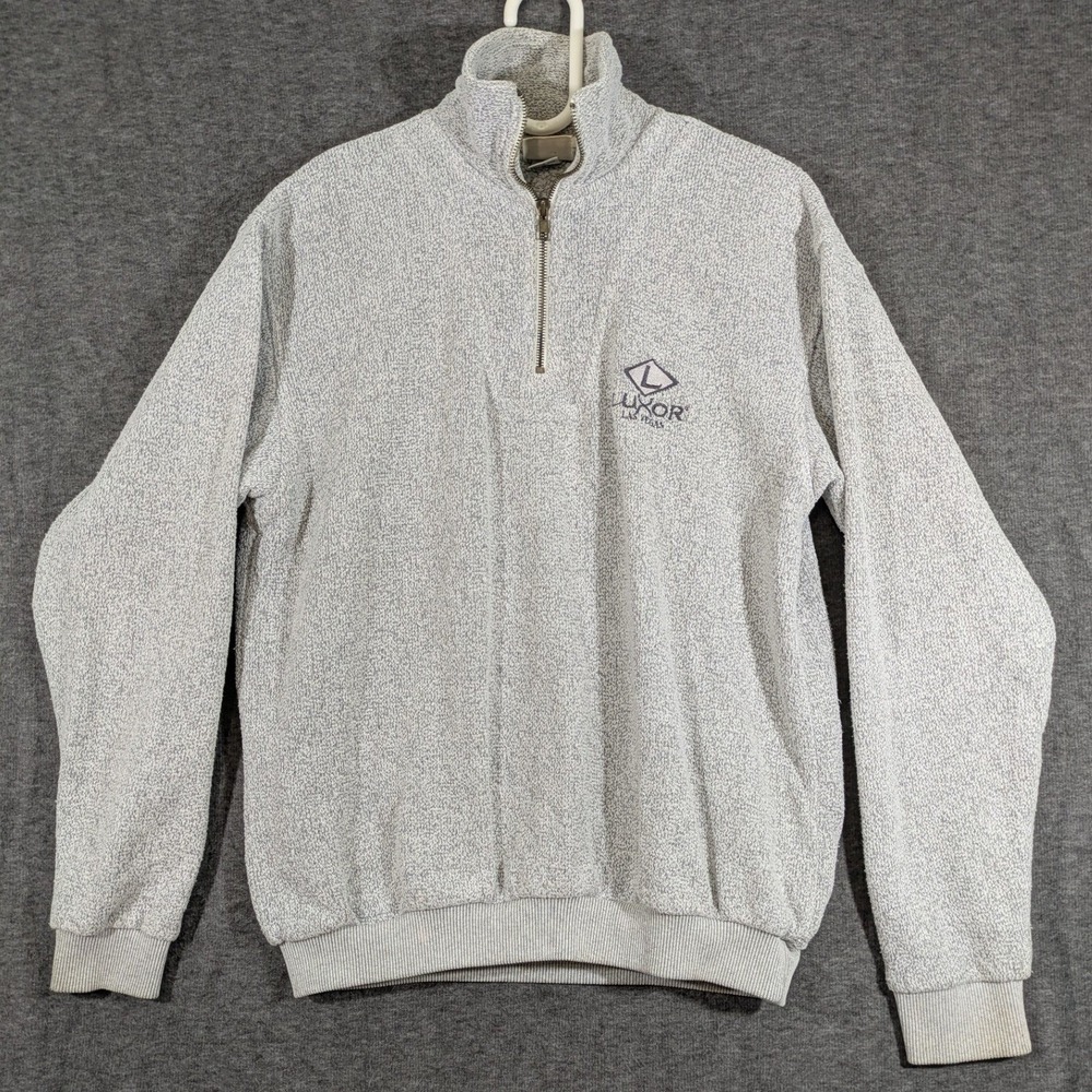 Pyramid Creations Luxor Las Vegas Quarter Zip Pullover Sweater Grey Marl Mens M